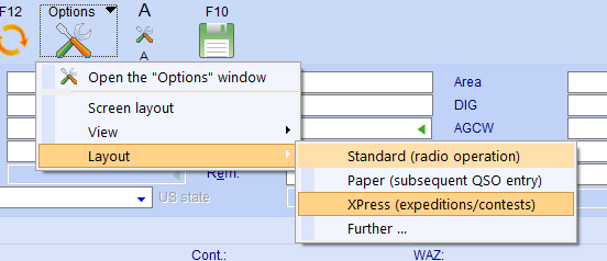 XPress-basic layout QSO-window
