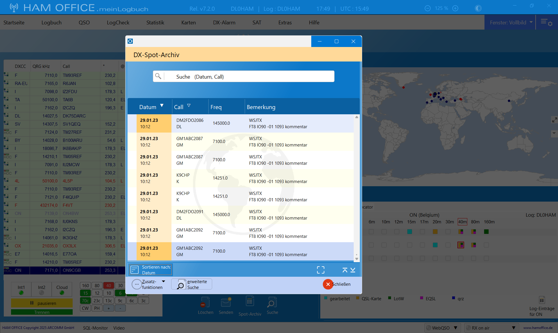 dx-cluster dx-spot-archiv hamoffice mein amateurfunk logbuch