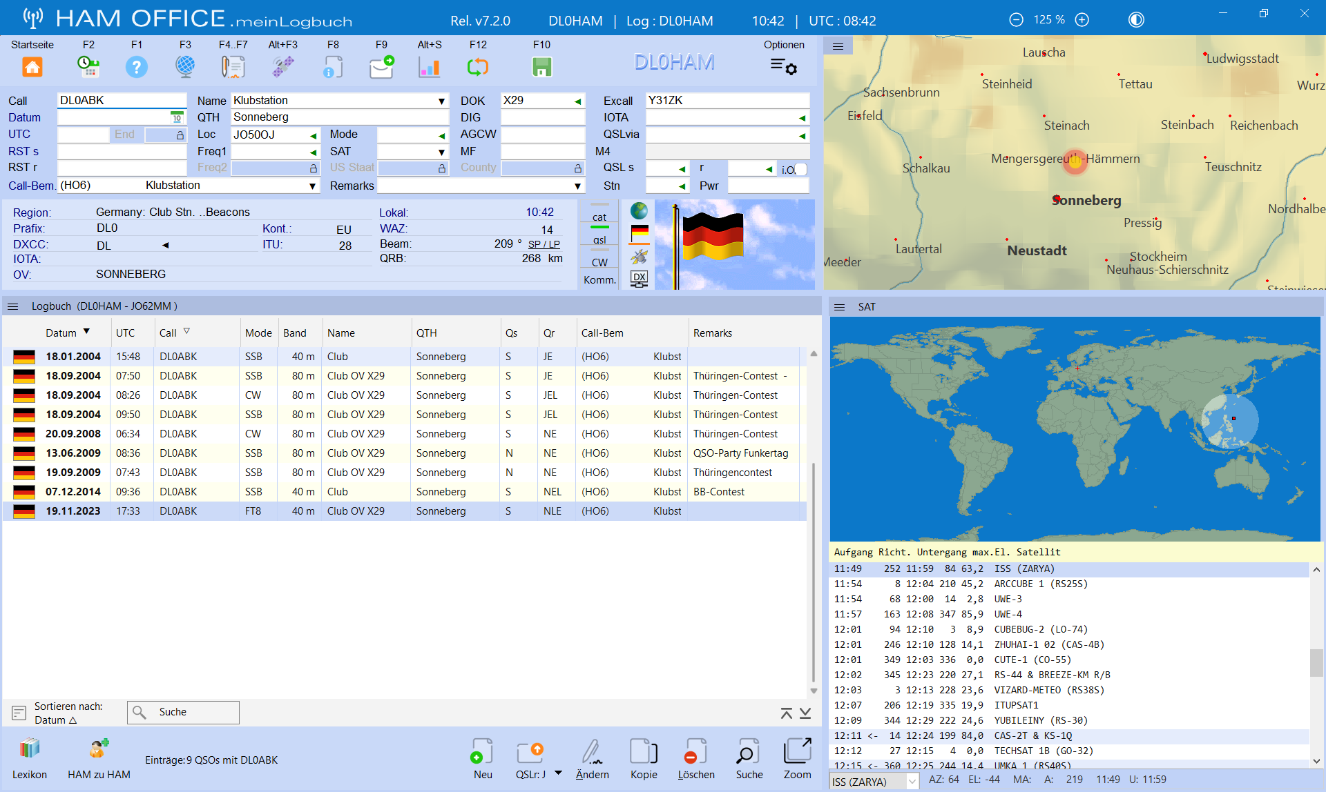 qso-eingabe mit satelliten-verfolgung hamoffice mein amateurfunk logbuch