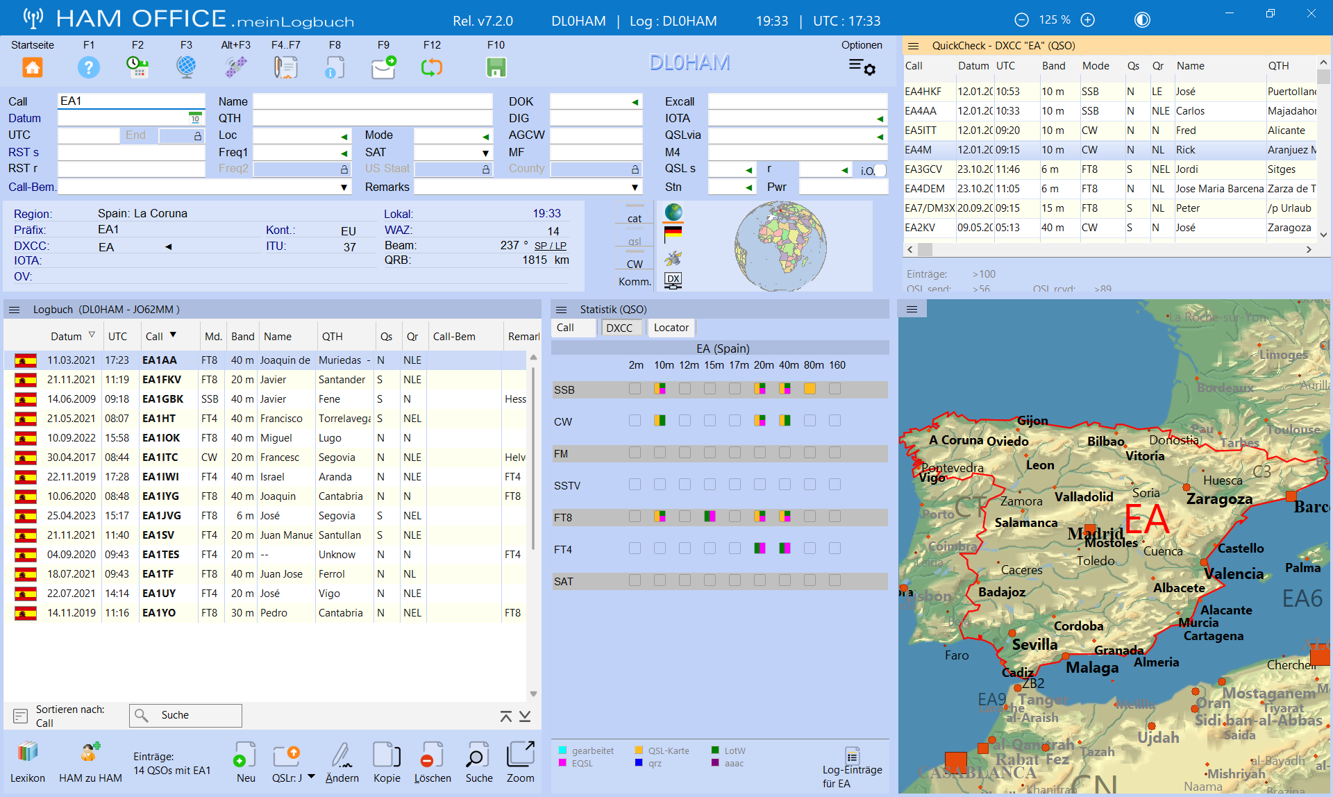 qso-eingabe quickcheck weltkarte statistik hamoffice mein amateurfunk logbuch